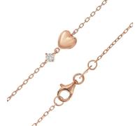 trendor Collana da donna, argento 925, placcata oro rosa, collana a cuore | Collana con pendente in argento 925, placcata oro rosa delicata, catena a maglie ancora con cuore e zirconi cubici, regalo