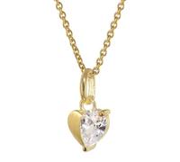 trendor Collana da ragazza con cuore, argento 925, placcata oro 40 cm | Collana per bambini con ciondolo di cuore in argento placcato oro, ciondolo a cuore con zirconi su catenina d'argento, regalo