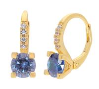 trendor Orecchini a cerchio da donna, argento placcato oro, zirconi cubici, blu zaffiro, 21356-05