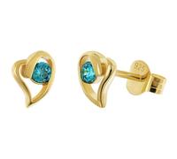 trendor Orecchini a lobo da donna, argento sterling 925, placcati oro, a forma di cuore, blu Londra 21412-04