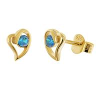 trendor Orecchini a lobo da donna, argento sterling 925, placcati oro, a forma di cuore, blu zaffiro, 21412-05