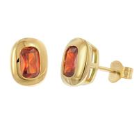 trendor Orecchini a lobo da donna, argento sterling 925, placcati oro, zirconi cubici, rosso-arancio, 21446-10