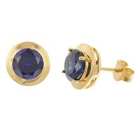 trendor Orecchini a lobo da donna, argento sterling 925, placcati oro, zirconi cubici, tanzanite blu, 21334-06