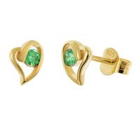 trendor Orecchini a lobo da donna in argento 925 placcato oro a forma di cuore verde 21412-11