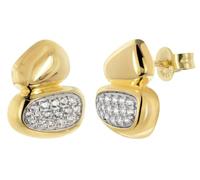 trendor Orecchini da donna argento 925, orecchini a lobo con zirconi cubici | Orecchini a lobo da donna in argento sterling placcato oro, orecchini in argento per donna, orecchini con zirconi cubici