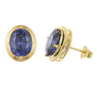 trendor Orecchini da donna, argento placcato oro, orecchini a lobo con zirconi cubici, blu 21346-06