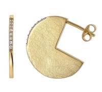 trendor Orecchini da donna, argento sterling 925, placcati oro, a lobo | Orecchini con finitura opaca effetto ghiaccio, decorati con zirconi cubici, idea regalo per donna