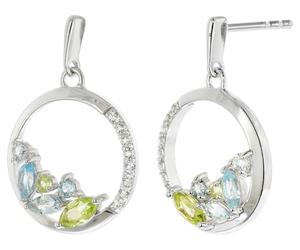 trendor Orecchini da donna, argento sterling 925, rodiati, pendenti con pietre colorate, 21886