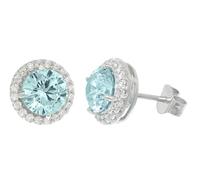 trendor Orecchini da donna in argento 925 con zirconi cubici, colore blu svizzero,