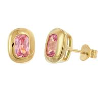 trendor Orecchini da donna in argento 925 placcato oro, orecchini a lobo con zirconi rosa 21446-09