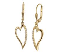 trendor Orecchini pendenti a forma di cuore da donna, in argento sterling 925 placcato oro con zirconi 21711