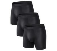 TRENDOUX Boxer Uomo Modal Lenzing 100S Lungo Anti-Arrotolamento e Senza Irritazioni, Confezione da 3, Boxer Morbidissimi Elastici e Arieggiati con Fascia Vita Invisibile e Tasca Anatomica - Nero L