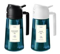 TrendPlain Spruzzino Olio per Friggitrice Aria 470ml, Dosatore Olio 2 in 1, Oliera Spray per Cucina, Insalata e Aceto, Accessori Cucina senza BPA (Nero e Bianco - 2)