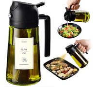 TrendPlain Spruzzino Olio per Friggitrice Aria 470ml, Dosatore Olio 2 in 1, Oliera Spray per Cucina, Insalata e Aceto, Accessori Cucina senza BPA (Nero-1)