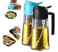 TrendPlain Spruzzino Olio per Friggitrice Aria 470ml, Dosatore Olio 2 in 1, Oliera Spray per Cucina, Insalata e Aceto, Accessori Cucina senza BPA - Nero e Azzurro