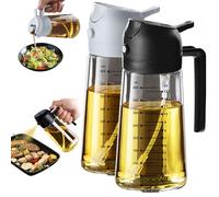 TrendPlain Spruzzino Olio per Friggitrice Aria 470ml, Dosatore Olio 2 in 1, Oliera Spray per Cucina, Insalata e Aceto, Accessori Cucina senza BPA - Nero e Grigio