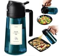 TrendPlain Spruzzino Olio per Friggitrice Aria 470ml, Dosatore Olio 2 in 1, Oliera Spray per Cucina, Insalata e Aceto, Accessori Cucina senza BPA (Nero - 2)