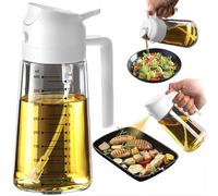 TrendPlain Spruzzino Olio per Friggitrice Aria 470ml, Dosatore Olio 2 in 1, Oliera Spray per Cucina, Insalata e Aceto, Accessori Cucina senza BPA - Bianco