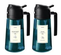 TrendPlain Spruzzino Olio per Friggitrice Aria 470ml, Dosatore Olio 2 in 1, Oliera Spray per Cucina, Insalata e Aceto, Accessori Cucina senza BPA (2 x Nero-2)