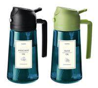TrendPlain Spruzzino Olio per Friggitrice Aria 470ml, Dosatore Olio 2 in 1, Oliera Spray per Cucina, Insalata e Aceto, Accessori Cucina senza BPA (Nero e Verde-2)