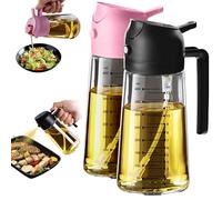 TrendPlain Spruzzino Olio per Friggitrice Aria 470ml, Dosatore Olio 2 in 1, Oliera Spray per Cucina, Insalata e Aceto, Accessori Cucina senza BPA (Nero e Rosa)