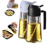 TrendPlain Spruzzino Olio per Friggitrice Aria 470ml, Dosatore Olio 2 in 1, Oliera Spray per Cucina, Insalata e Aceto, Accessori Cucina senza BPA - Nero e Perla