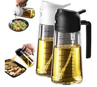 TrendPlain Spruzzino Olio per Friggitrice Aria 470ml, Dosatore Olio 2 in 1, Oliera Spray per Cucina, Insalata e Aceto, Accessori Cucina senza BPA - Nero e Bianco