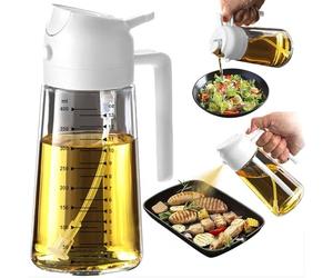 TrendPlain Spruzzino Olio per Friggitrice Aria 470ml, Dosatore Olio 2 in 1, Oliera Spray per Cucina, Insalata e Aceto, Accessori Cucina senza BPA - Bianco