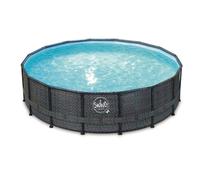TrendPool Piscina Frame Ø 488 X 122 Cm Rattan Grigio Giardino