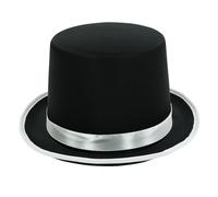 Trendsetting Cappello piatto a tesa piatta con nastro per l'usura moderna elegante cappello a nastro per spettacoli teatrali costume da mago cappelli a cilindro da uomo