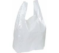 Trendsky 100 Sacchetti Sacchi Buste in Plastica da 28 + 14 x 48 cm, per Spuntini, Chiosco, Negozio, Mercato, Bianco, 28x14x48 cm
