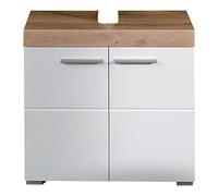 trendteam smart living Arredamenti, Marrone (Rovere nodato)/Bianco (Alta lucentezza), 60 x 56 x 34 cm