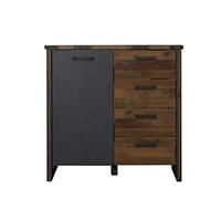 trendteam smart living - Cassettiera Prime, 119 x 110 x 42 cm, parte anteriore e corpo in legno di olivo, con ampio spazio