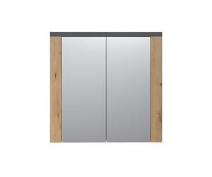 trendteam smart living - Follow - Armadio a specchio - rovere Artisan/Matera - 3 scomparti e 2 ripiani regolabili - 79 x 78 x 20 cm - Specchio da bagno in stile rustico - antigraffio