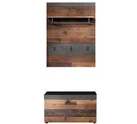 trendteam smart living guardaroba Set di 2 pezzi combinazione Indy, 80 x 192 x 37 cm Front Old Wood, corpo e inserto grafite grigio Matera con molto spazio