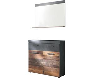 trendteam smart living guardaroba Set di 2 pezzi combinazione Indy, 90 x 192 x 34 cm Front Old Wood, corpo e inserto grafite grigio Matera con molto spazio