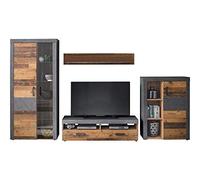 trendteam smart living IndyWohnen:Ko.GraphitGrauMatera-OldWood, Fr.OldWood, ABS.GraphitGrauMatera NB,Anbauwand INKL.Bel Arredamenti, Grigio (Grafite)/Marrone (Legno Invecchiato), 343 x 189 x 40 cm