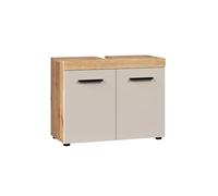 trendteam smart living - Ivrea - Mobiletto da bagno - Cashmir (beige/rovere - Mobile sottolavabo con 2 ante - 72 x 56 x 34 cm (L x A x P)