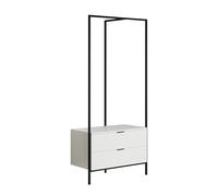 trendteam smart living - Jody - Appendiabiti con 2 pratici cassetti - Bianco opaco/nero - Appendiabiti compatto - 85 x 190 x 47 cm - Appendiabiti indipendente con struttura in metallo
