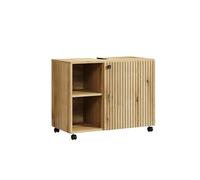 trendteam smart living - Mobile sottolavabo su ruote - Bagno - PureBliss - dimensioni 80 x 64 x 42 cm - colore rovere Evoke con scanalature nere - 233730142