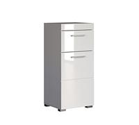 trendteam smart living Mobili Amanda - Cassettiera portaoggetti da Bagno, Legno, Bianco Liscio (Alta lucentezza), 37 x 79 x 31 cm