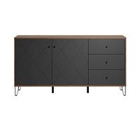 trendteam smart living - Montez - Credenza - Grigio/Rovere - Highboard con 2 ante e 3 cassetti - Frontali con fresatura decorativa - (L x A x P) 183 x 76 x 40 cm - con stravaganti piedini in metallo