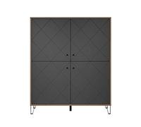 trendteam smart living - Montez - Highboard - Rovere Kraft Gold/Grafite - Credenza con 8 scomparti e 4 ripiani - (L x A x P) 123 x 136 x 40 cm - moderni piedini in metallo - antigraffio