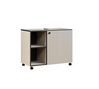 trendteam smart living - PureBliss - Mobile sottolavabo su ruote - grigio chiaro - Lavabo con 2 scomparti aperti - 80 x 64 x 42 cm - Armadietto bagno con effetto scanalato - Eleganti manici in metallo
