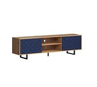 trendteam smart living - Sentra - Mobile TV - Blu scuro/rovere - TV con fronti blu fresati - 184 x 52 x 40 cm - Tavolo TV su piedini in metallo - antigraffio