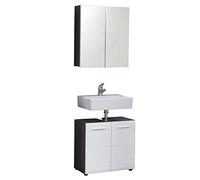 trendteam smart living Skin Set da Bagno Composto da 2 Pezzi, Corpo Sardegna Color Argento Fumo con Molto Spazio e ripiano, Parte Anteriore Bianca Lucida, 60 x 182 x 31 cm