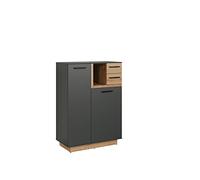 trendteam smart living - Synnax - Comò - Antracite/Evoke - Armadio Guardaroba con 6 Scomparti in Velluto - 80 x 113 x 40 cm - 2 cassetti per Piccoli Oggetti - AntiGraffio