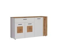 trendteam smart living - Vitoria - Credenza - Bianco opaco/rovere - Comò con applicazioni in legno di cervello - 150 x 83 x 42 cm - 1 cassetto completamente estraibile e 5 scomparti
