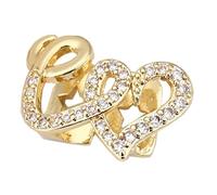 Trendy 2g leggero rame bocca gioielli con doppia forma di amore Cubic Zirconia Body Piercing Decors doppio cuore rame Grillzs, One Size, come descritto, come descritto
