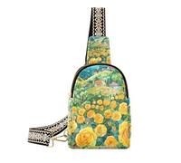 Trendy A Field Of Yellow Roses borsa per donna multiuso piccola borsa a tracolla per il viaggio, Un campo di rose gialle, 1 size